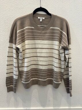 Splendid crewneck beige and white striped sweater